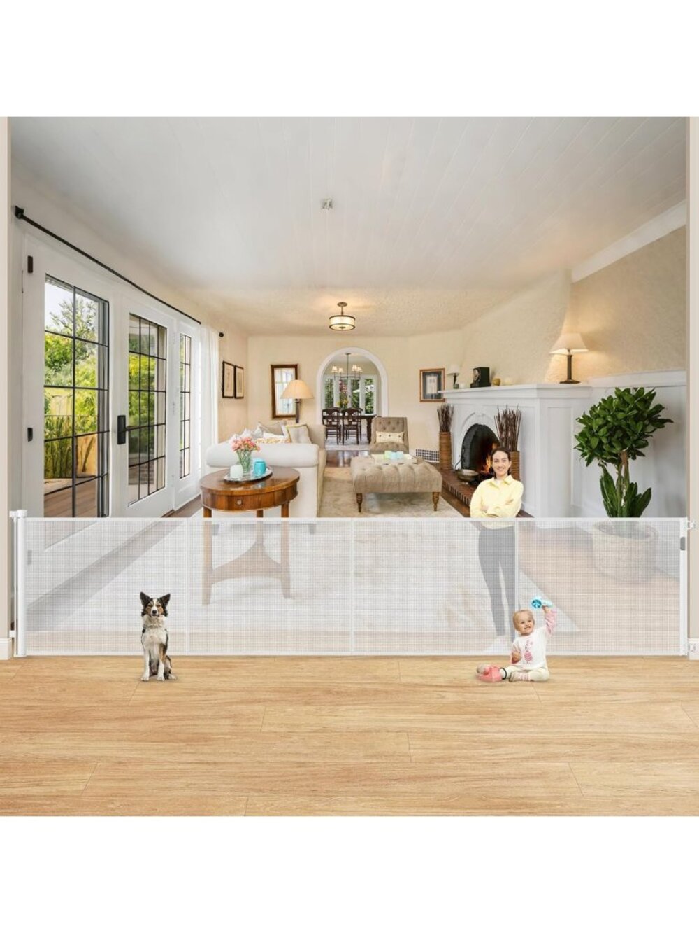 42" Extra Tall Retractable Baby Gate & 16ft Dog Gate - Indoor/Outdoor Safety